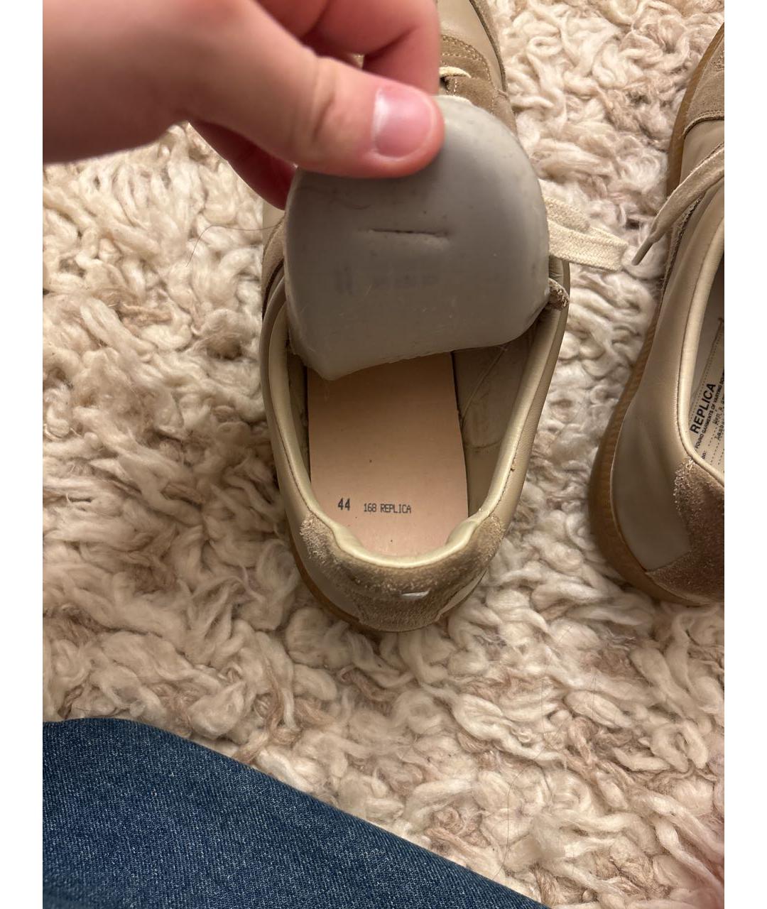 MAISON MARGIELA Бежевые замшевые низкие кроссовки / кеды, фото 5