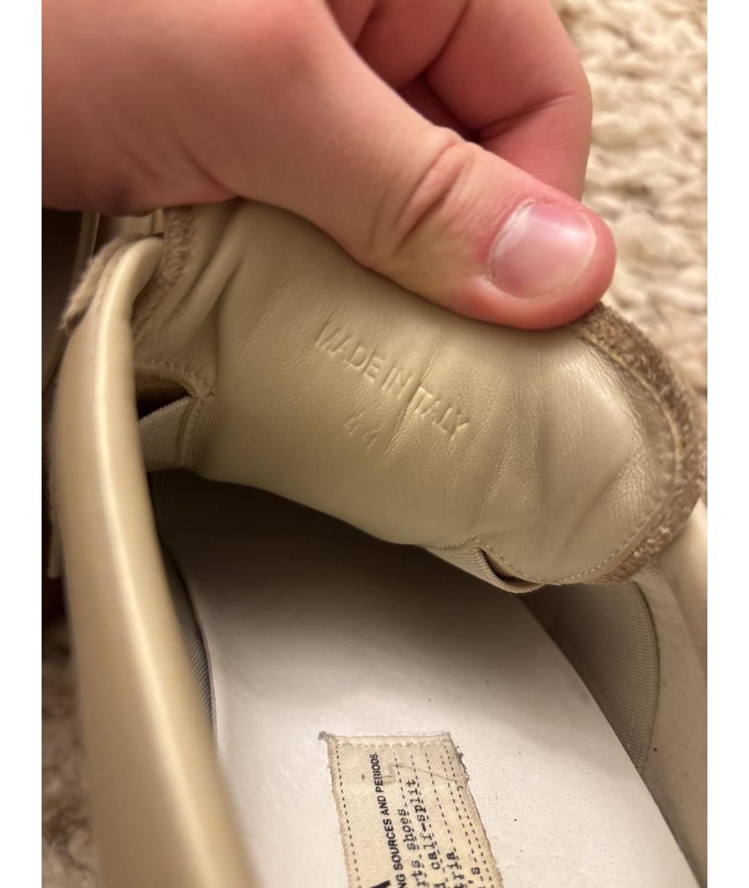 MAISON MARGIELA Бежевые замшевые низкие кроссовки / кеды, фото 6