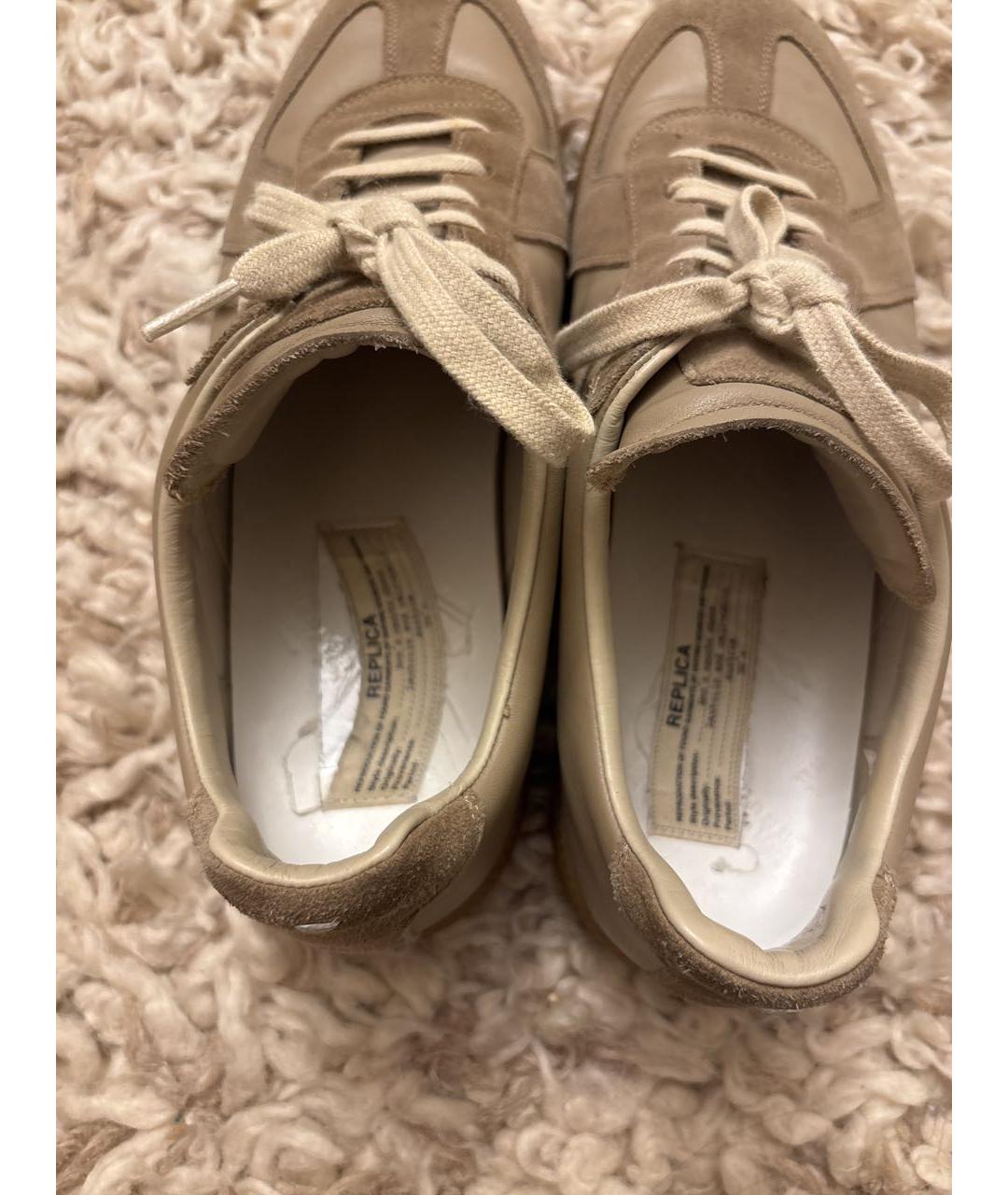 MAISON MARGIELA Бежевые замшевые низкие кроссовки / кеды, фото 3