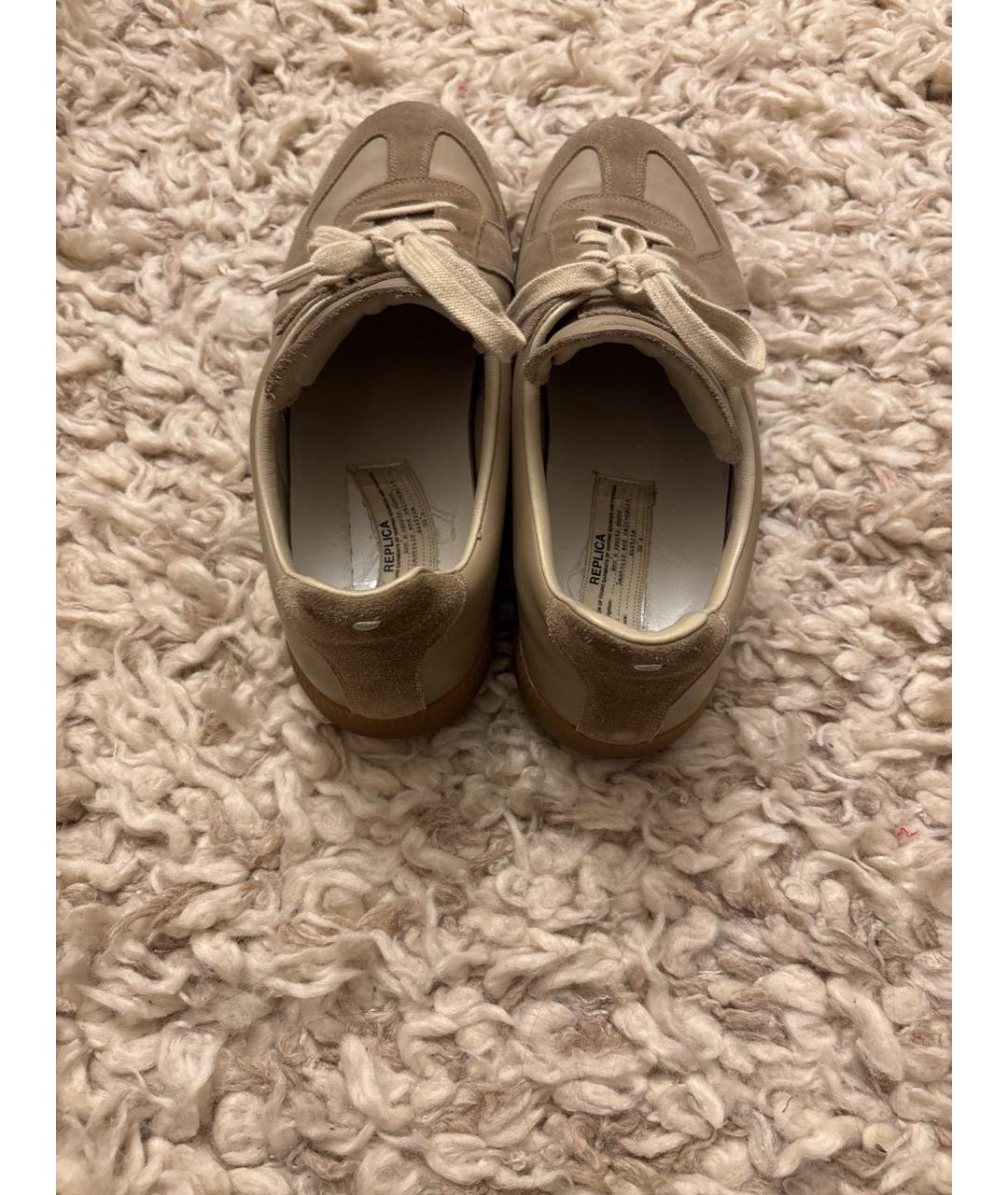 MAISON MARGIELA Бежевые замшевые низкие кроссовки / кеды, фото 4