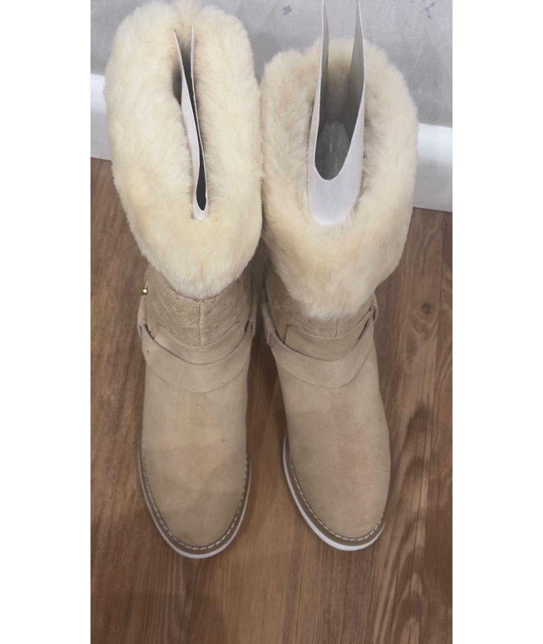 LOUIS VUITTON Бежевые замшевые сапоги, фото 3