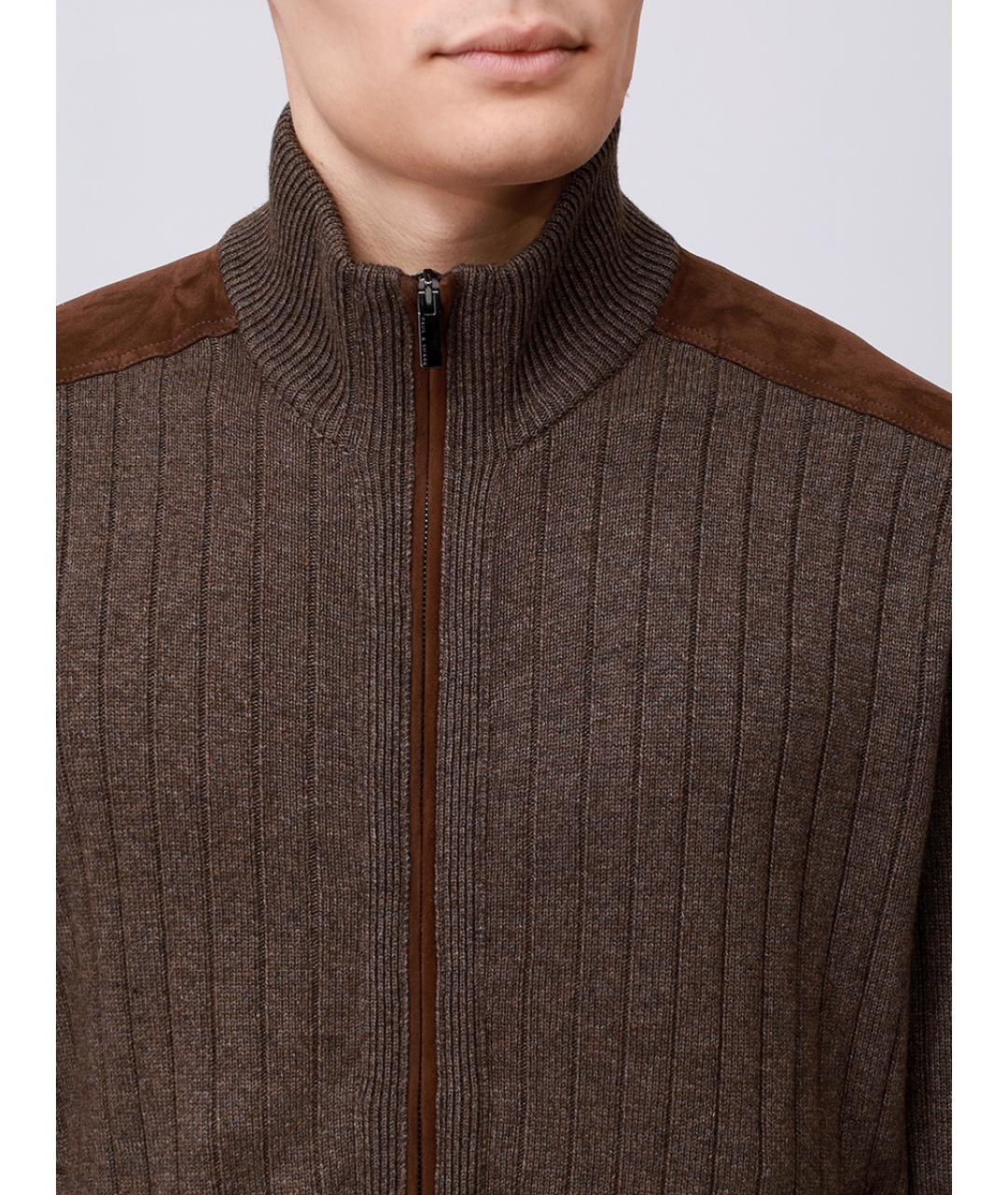PAUL & SHARK Коричневый шерстяной кардиган, фото 5