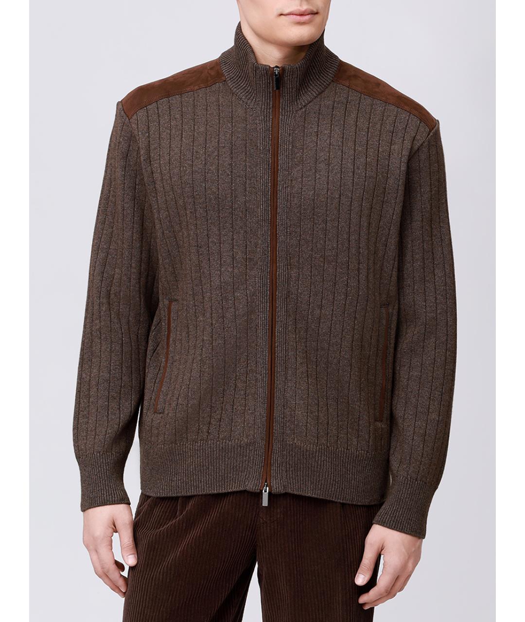 PAUL & SHARK Коричневый шерстяной кардиган, фото 4