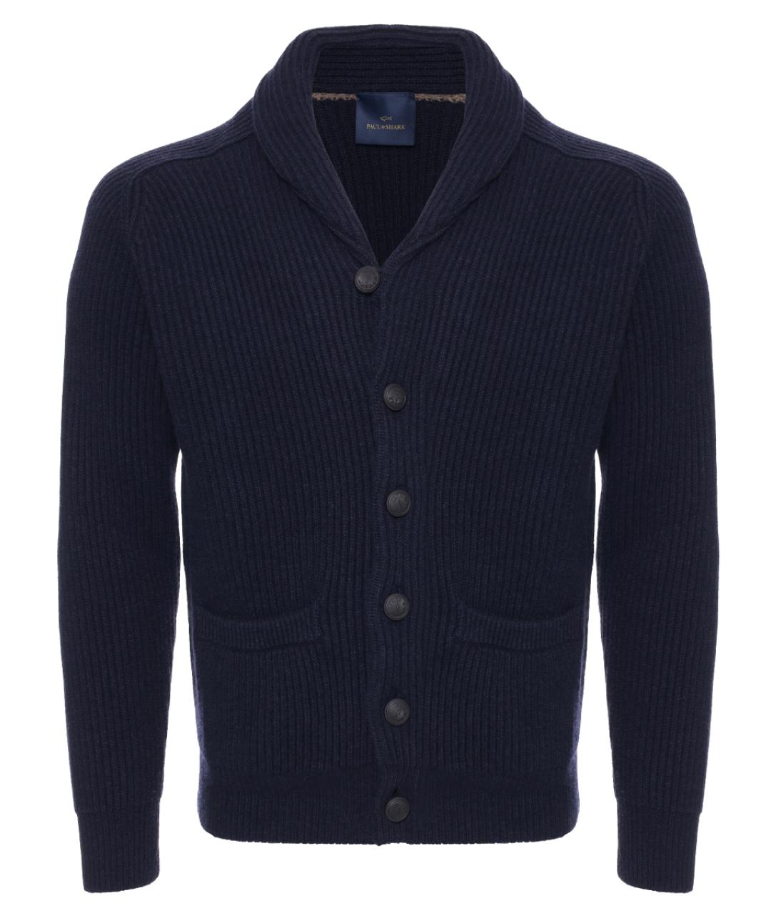 PAUL & SHARK Темно-синий шерстяной кардиган, фото 1