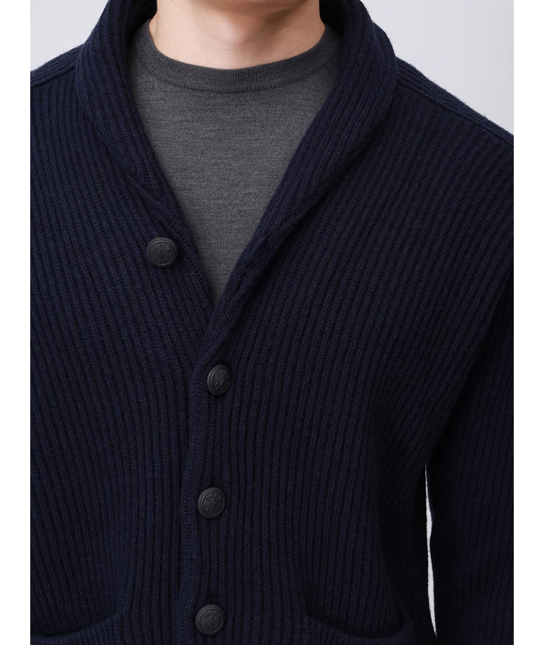 PAUL & SHARK Темно-синий шерстяной кардиган, фото 5