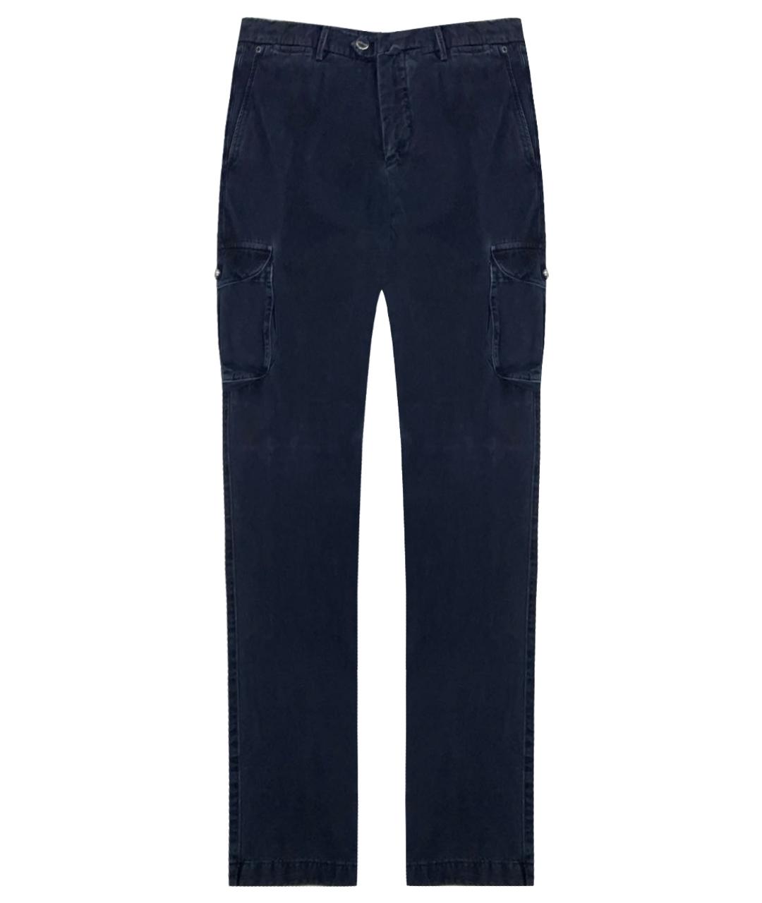 KITON Синие хлопко-эластановые повседневные брюки, фото 1