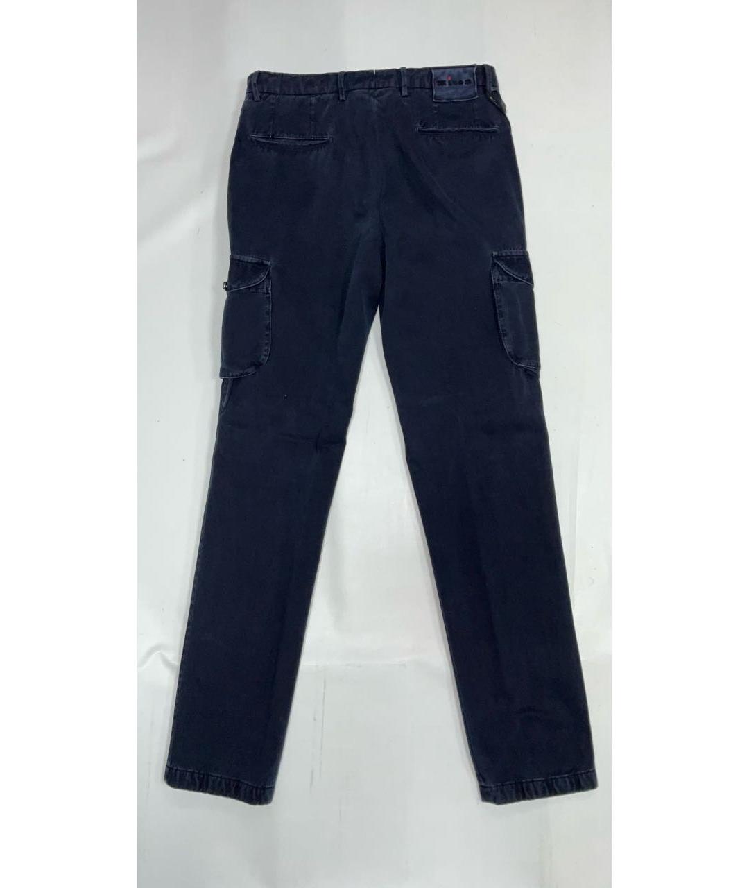 KITON Синие хлопко-эластановые повседневные брюки, фото 7