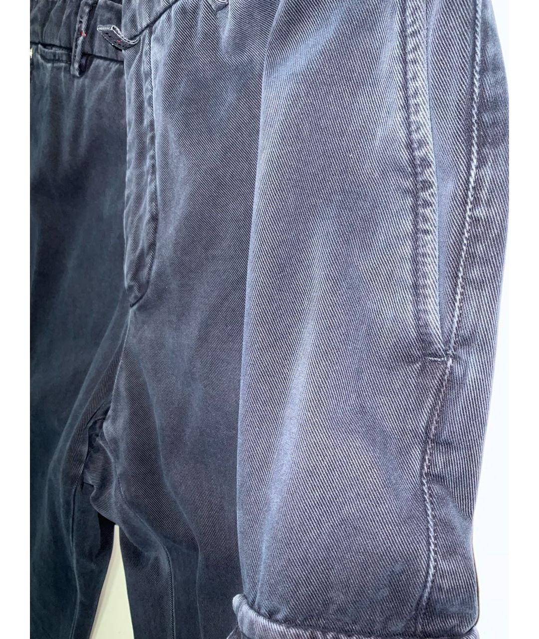 KITON Синие хлопко-эластановые повседневные брюки, фото 3