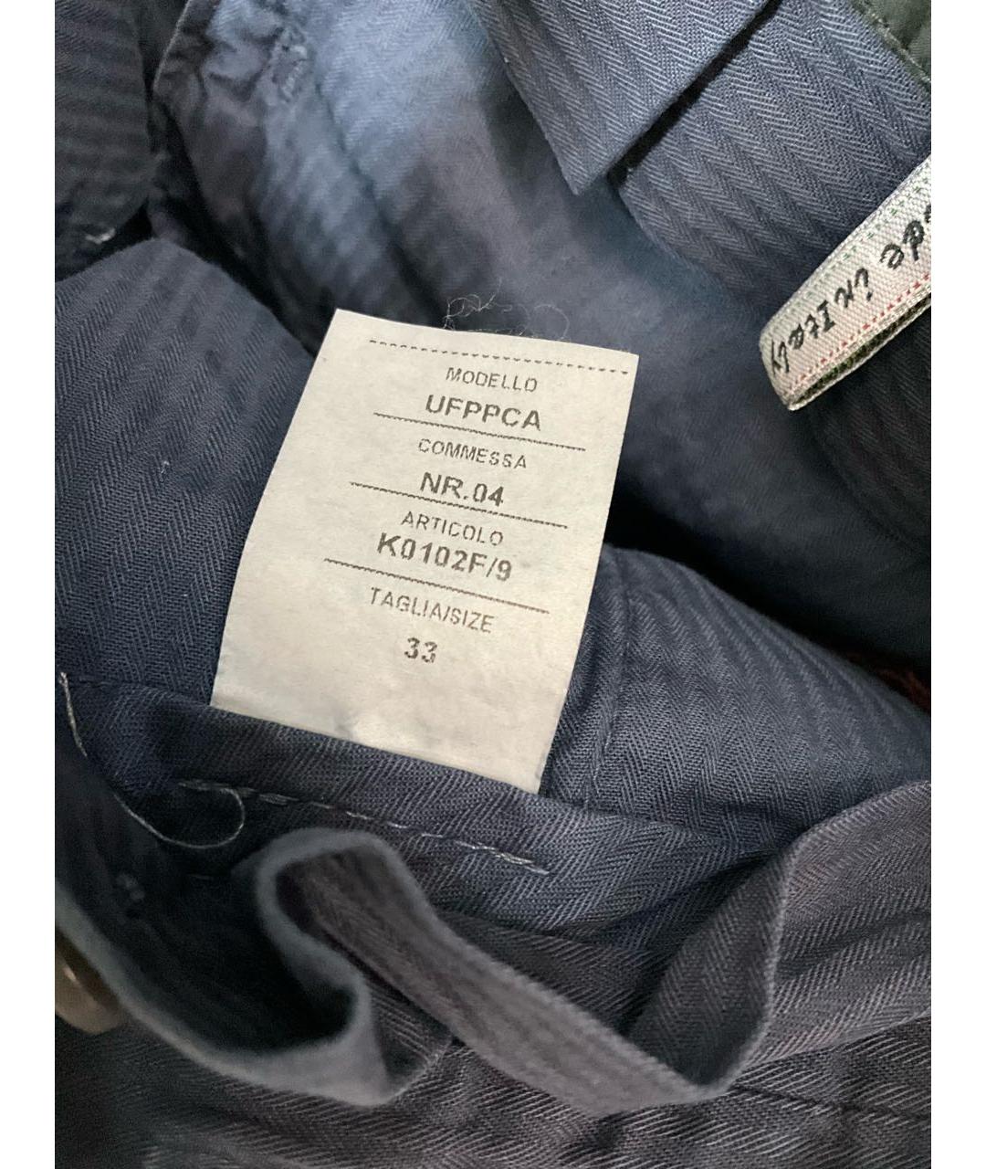 KITON Синие хлопко-эластановые повседневные брюки, фото 6