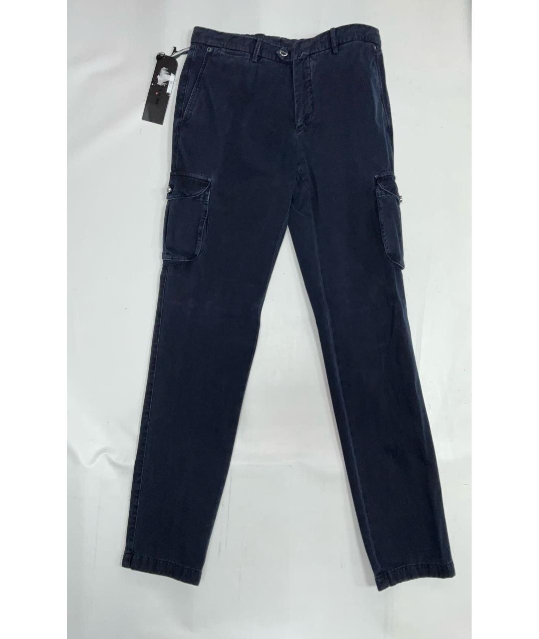 KITON Синие хлопко-эластановые повседневные брюки, фото 8