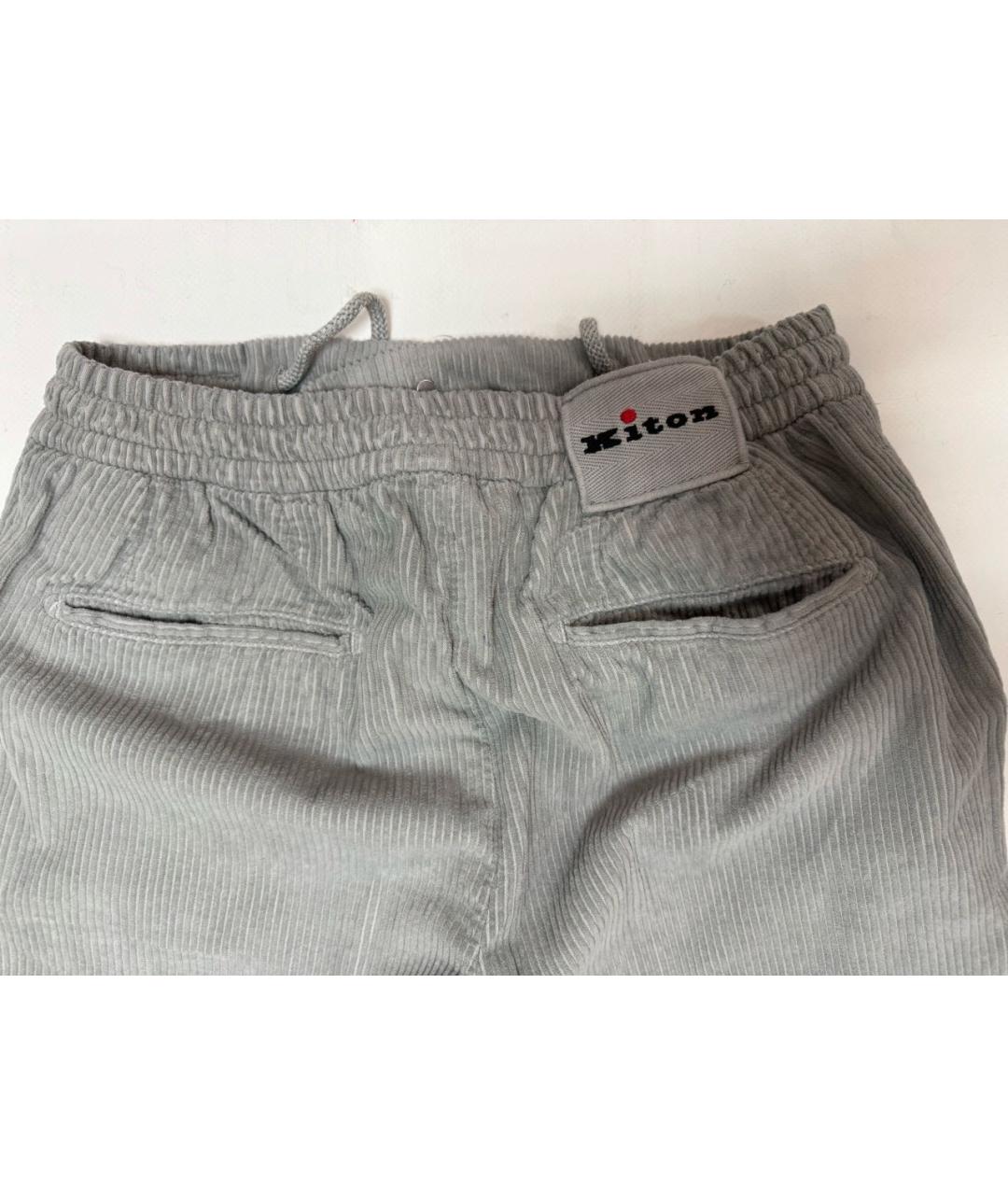 KITON Серые хлопковые повседневные брюки, фото 7