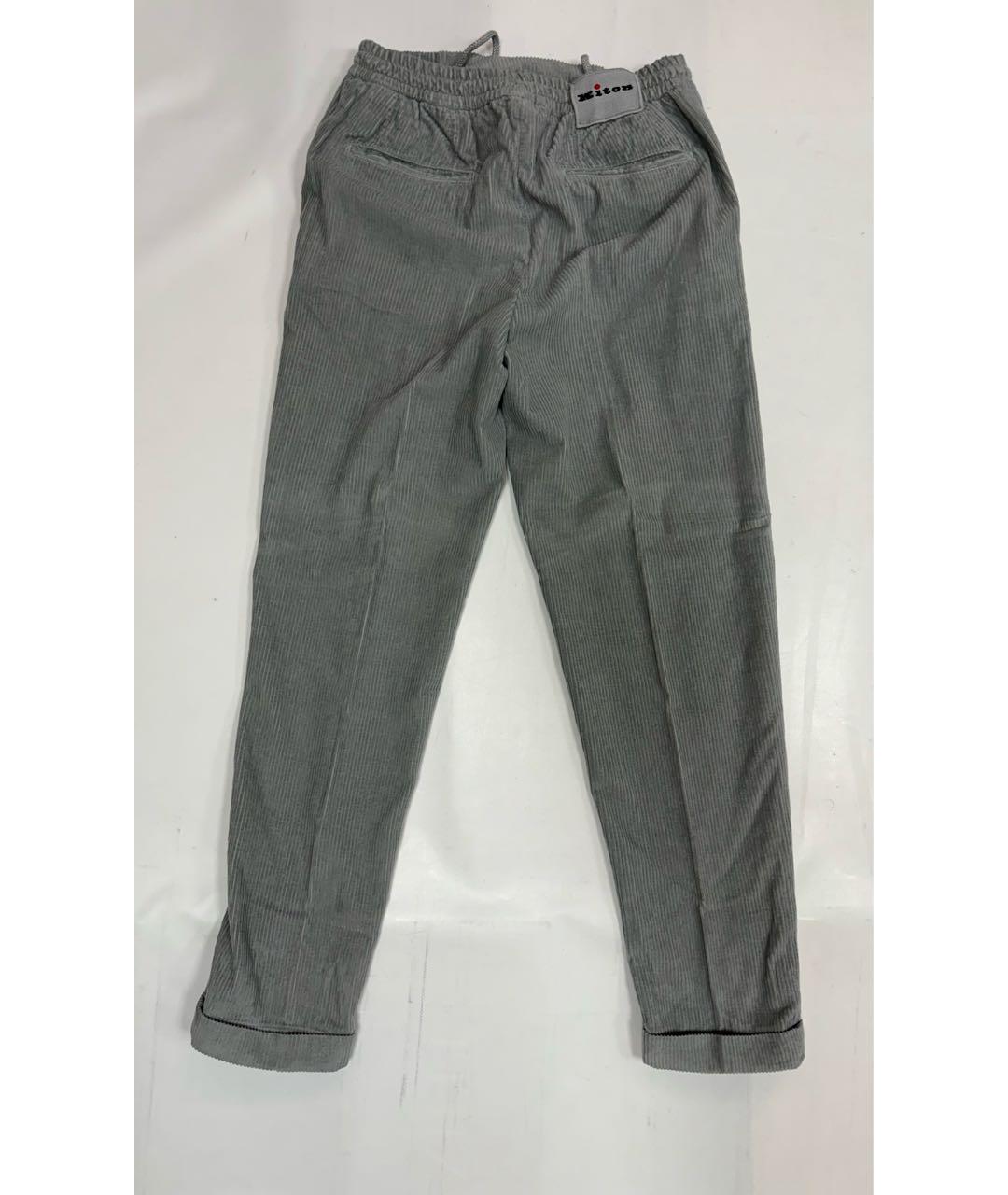 KITON Серые хлопковые повседневные брюки, фото 6