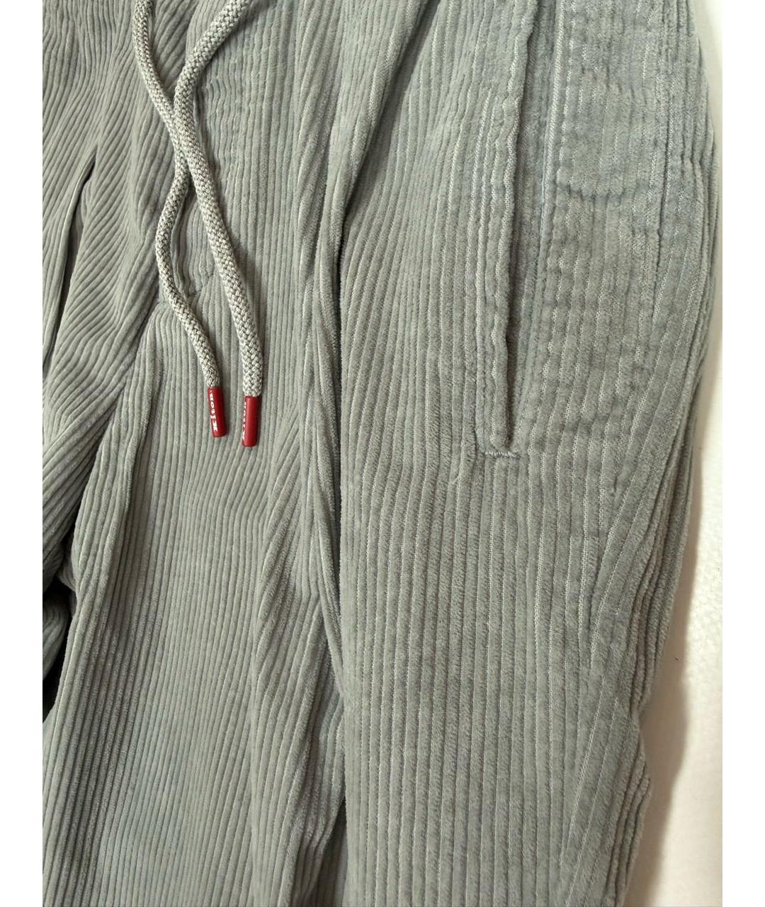KITON Серые хлопковые повседневные брюки, фото 3