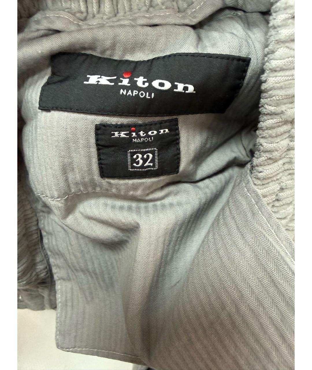 KITON Серые хлопковые повседневные брюки, фото 8