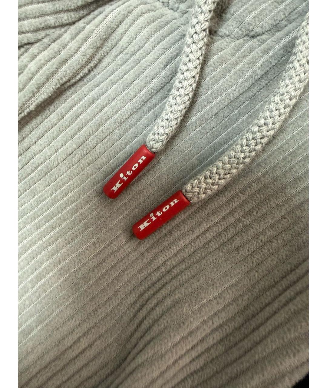 KITON Серые хлопковые повседневные брюки, фото 2