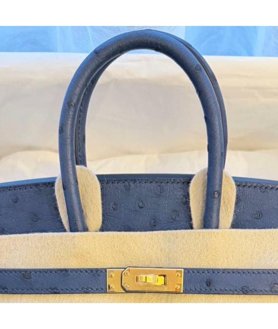 HERMES Голубая кожаная сумка с короткими ручками, фото 2