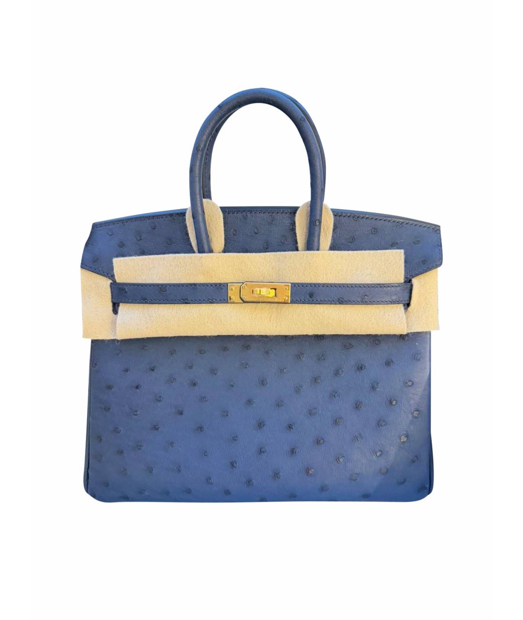 HERMES Голубая кожаная сумка с короткими ручками, фото 1