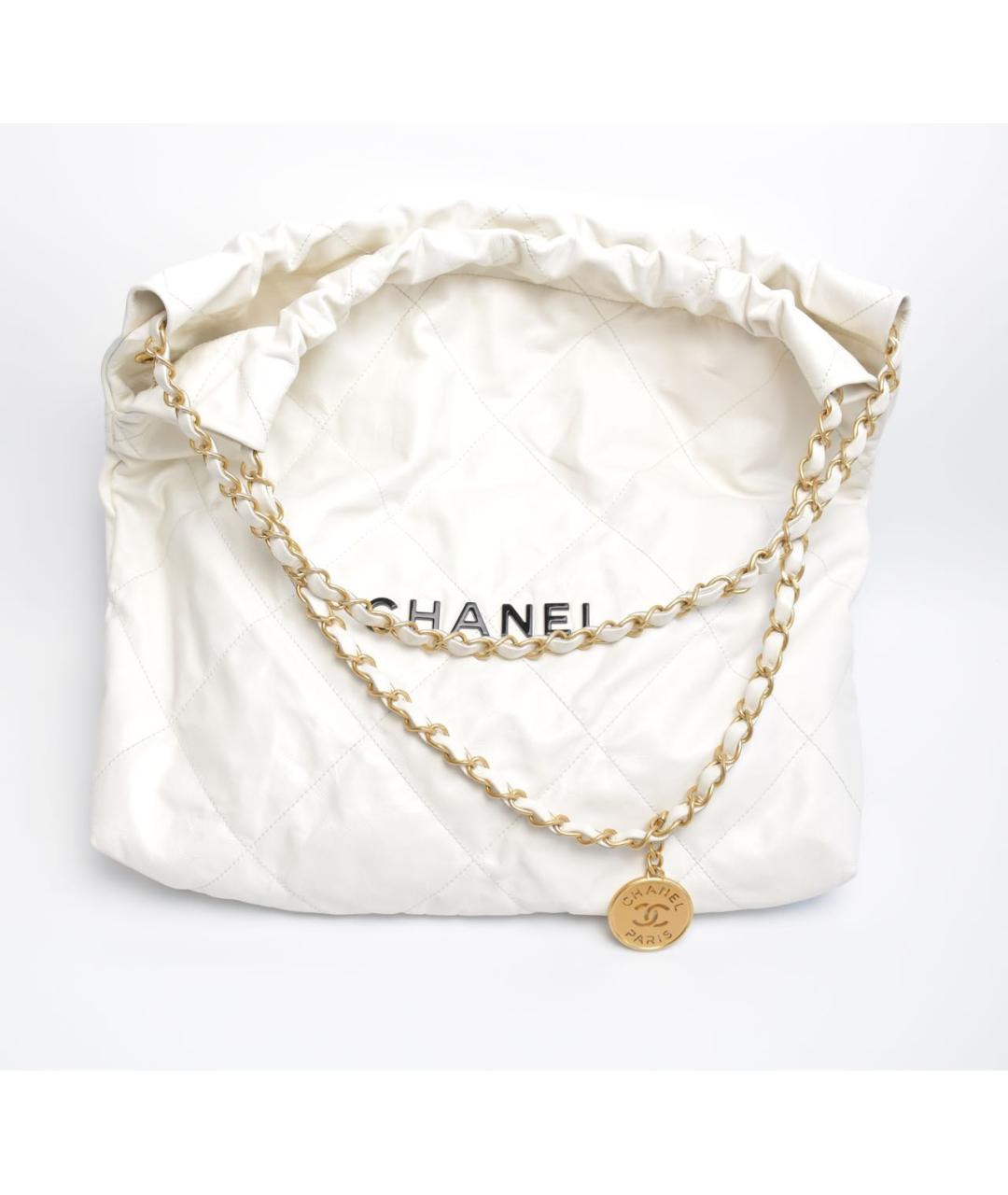CHANEL Белая кожаная сумка через плечо, фото 8