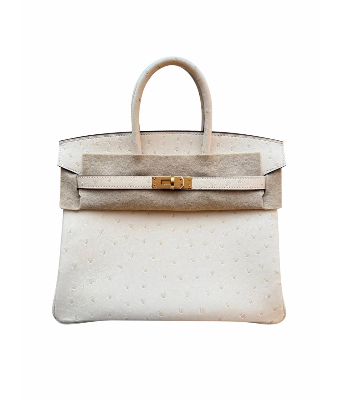 HERMES Бежевая кожаная сумка с короткими ручками, фото 1