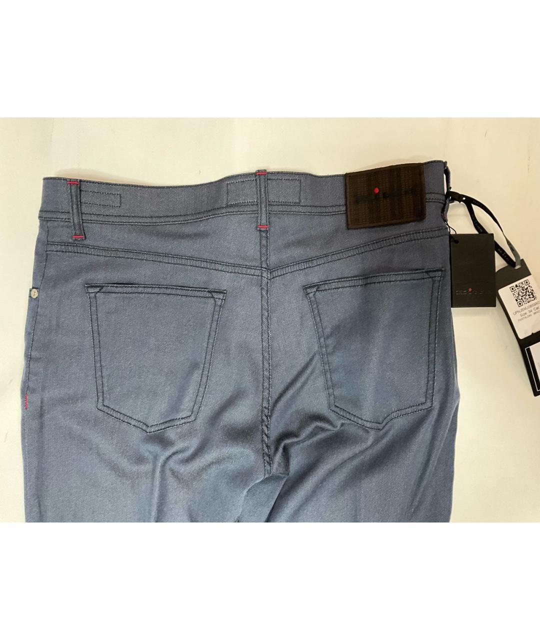 KITON Синие хлопко-эластановые прямые джинсы, фото 5