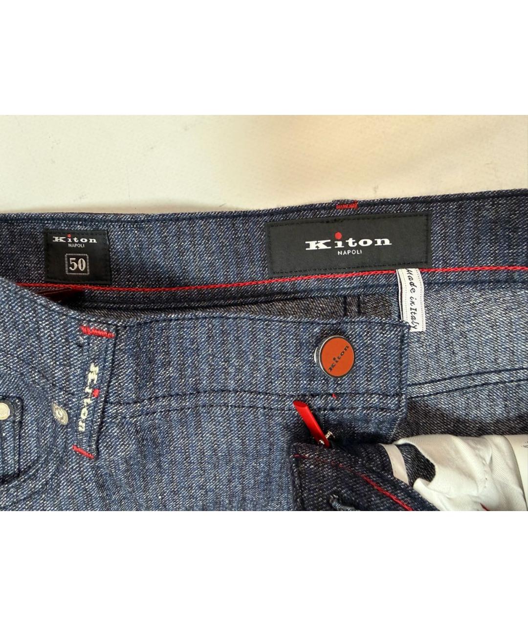 KITON Синие прямые джинсы, фото 4