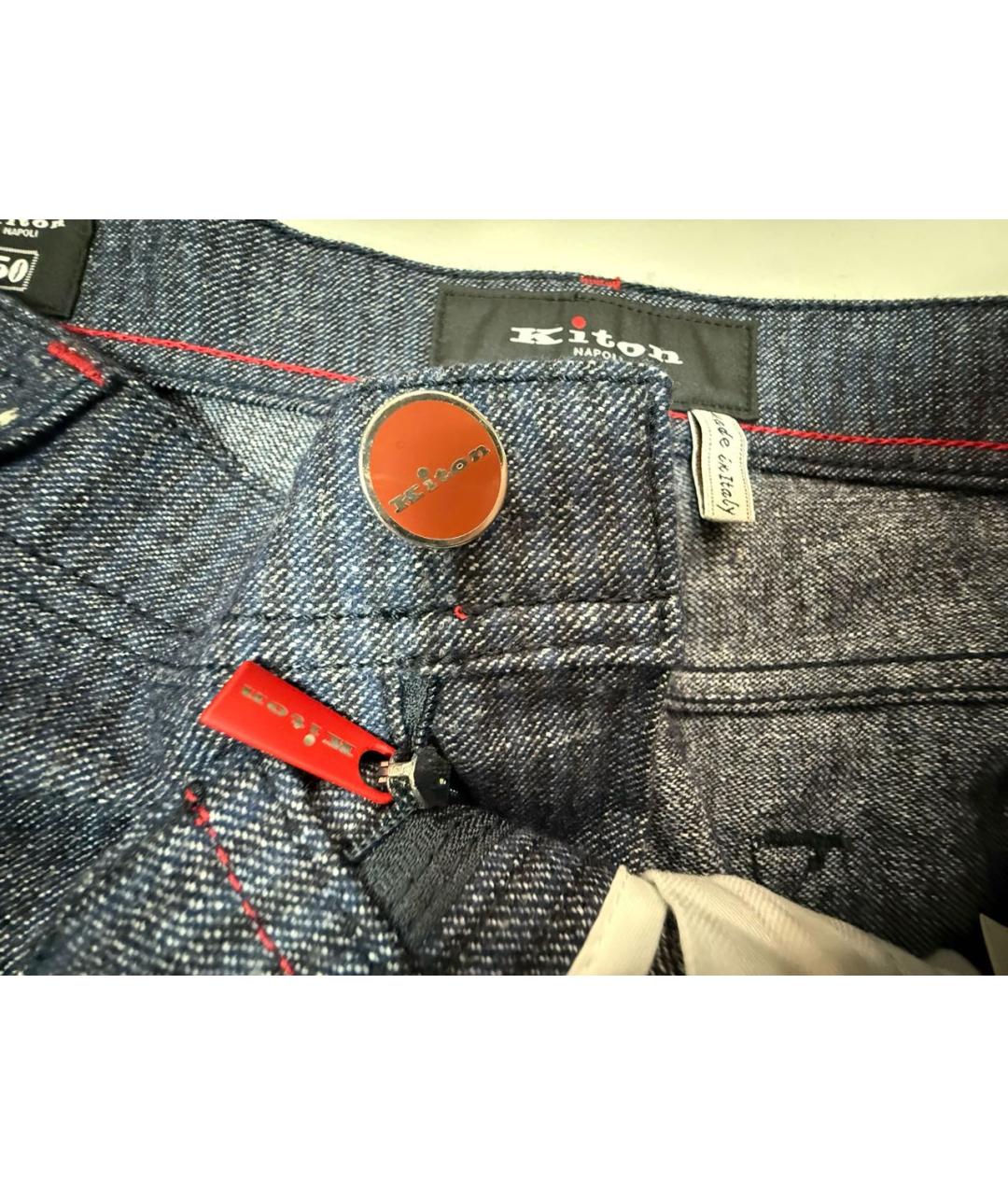 KITON Синие прямые джинсы, фото 3