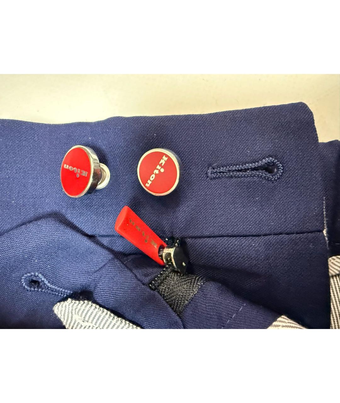 KITON Синие шерстяные повседневные брюки, фото 4