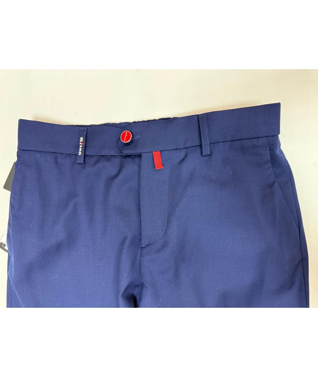 KITON Синие шерстяные повседневные брюки, фото 3