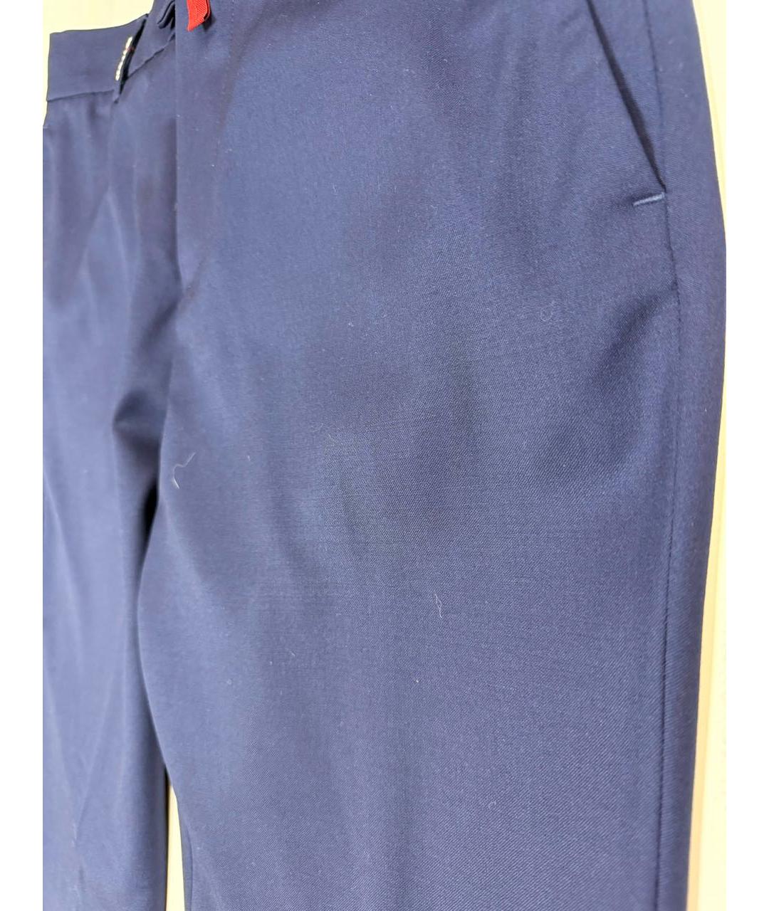 KITON Синие шерстяные повседневные брюки, фото 2