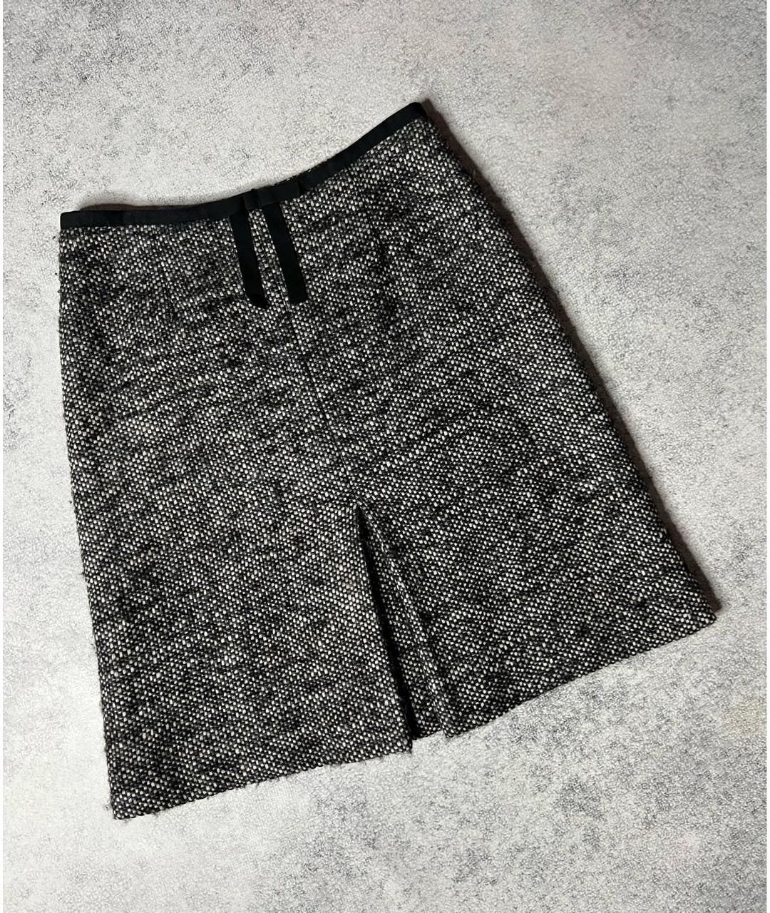 RED VALENTINO Серая шерстяная юбка миди, фото 7