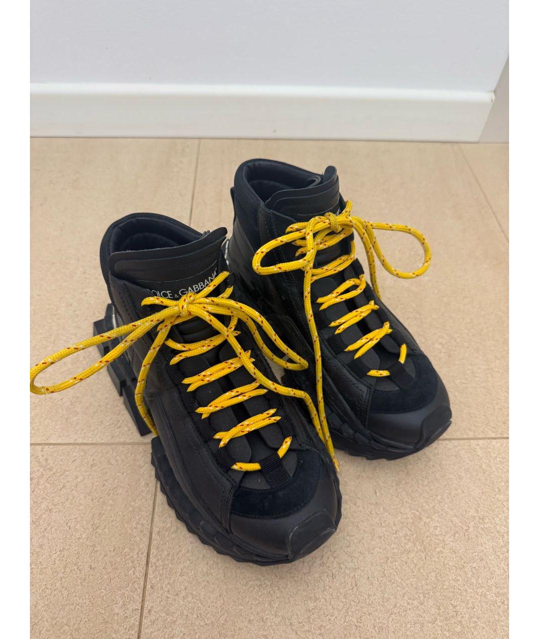 DOLCE&GABBANA Черные резиновые высокие кроссовки / кеды, фото 5