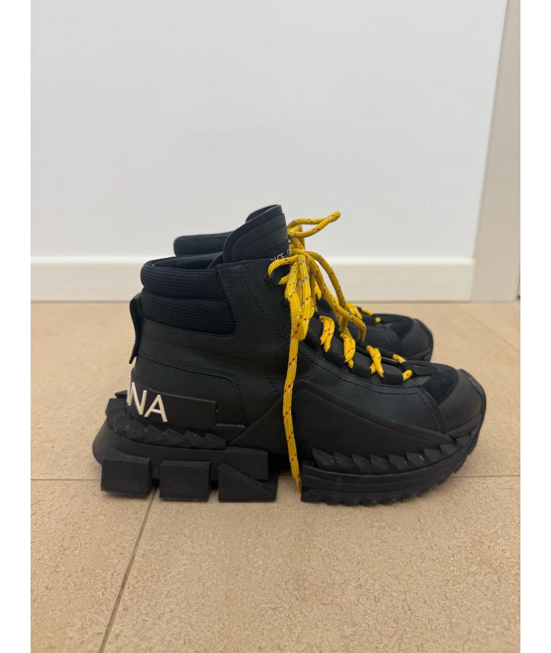 DOLCE&GABBANA Черные резиновые высокие кроссовки / кеды, фото 6