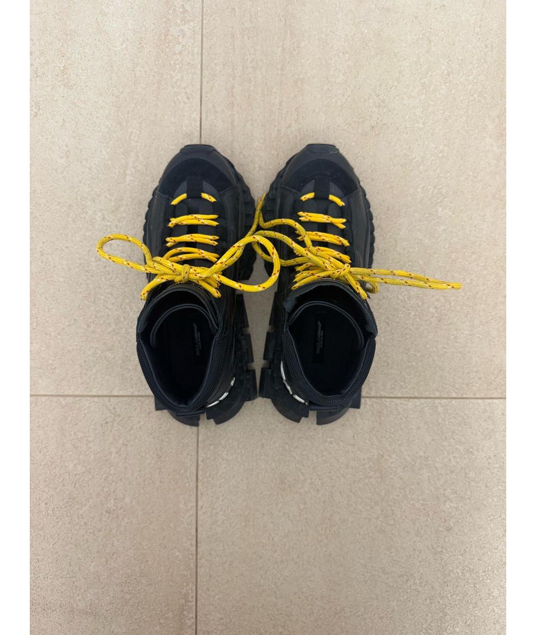 DOLCE&GABBANA Черные резиновые высокие кроссовки / кеды, фото 3