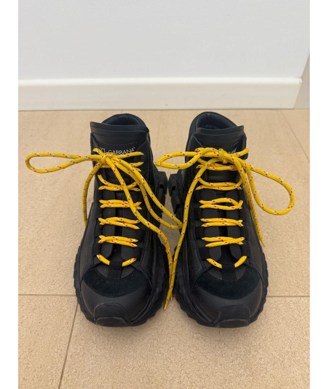 DOLCE&GABBANA Черные резиновые высокие кроссовки / кеды, фото 2