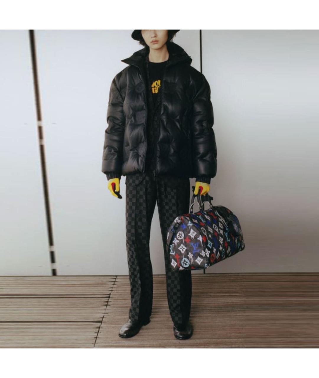 LOUIS VUITTON Темно-синий кожаный пуховик, фото 2