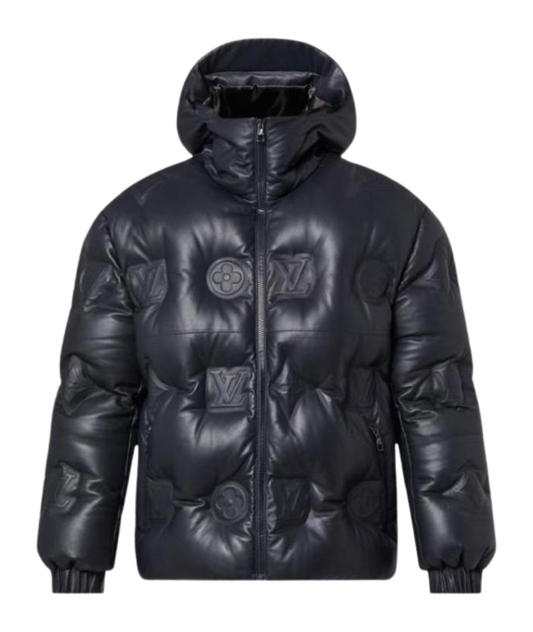 LOUIS VUITTON Темно-синий кожаный пуховик, фото 1