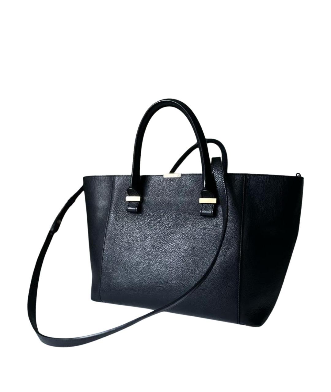 VICTORIA BECKHAM Черная кожаная сумка с короткими ручками, фото 1