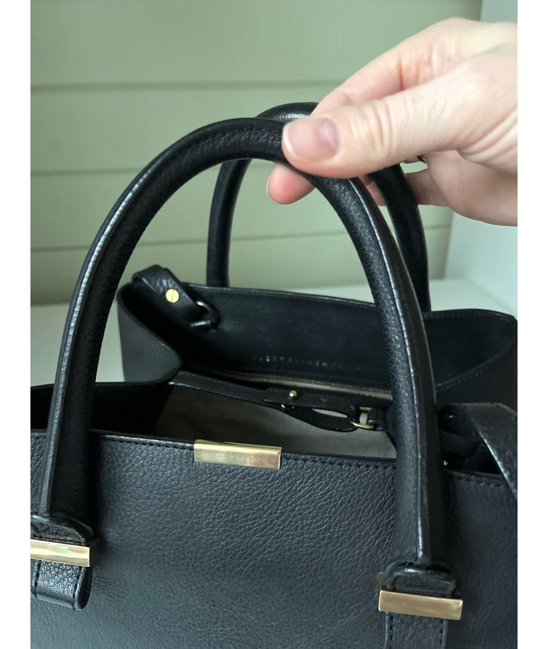 VICTORIA BECKHAM Черная кожаная сумка с короткими ручками, фото 7