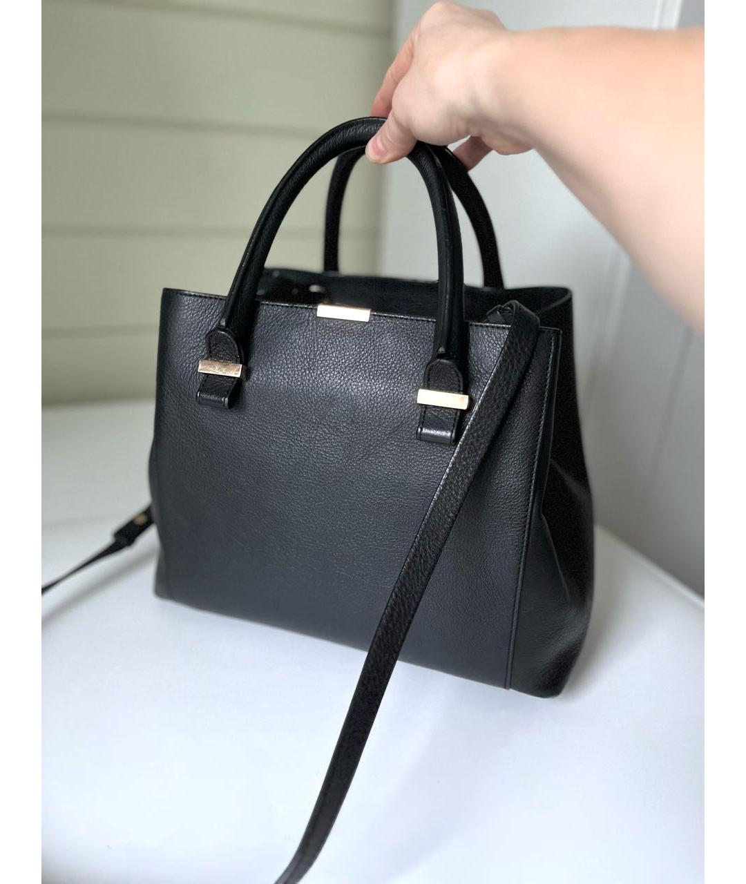 VICTORIA BECKHAM Черная кожаная сумка с короткими ручками, фото 2