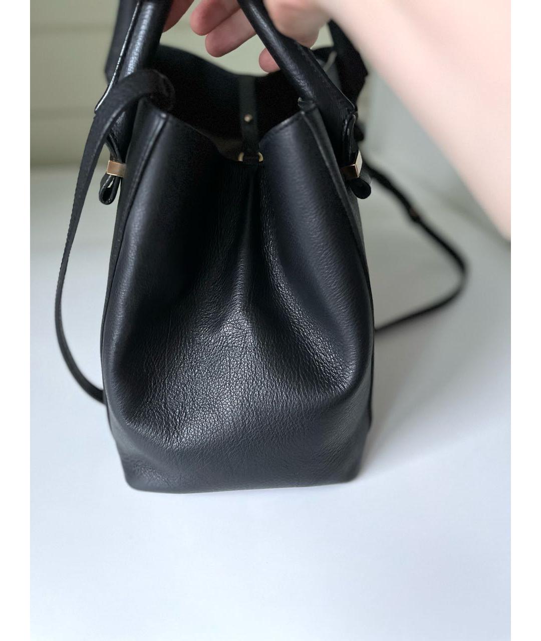 VICTORIA BECKHAM Черная кожаная сумка с короткими ручками, фото 3