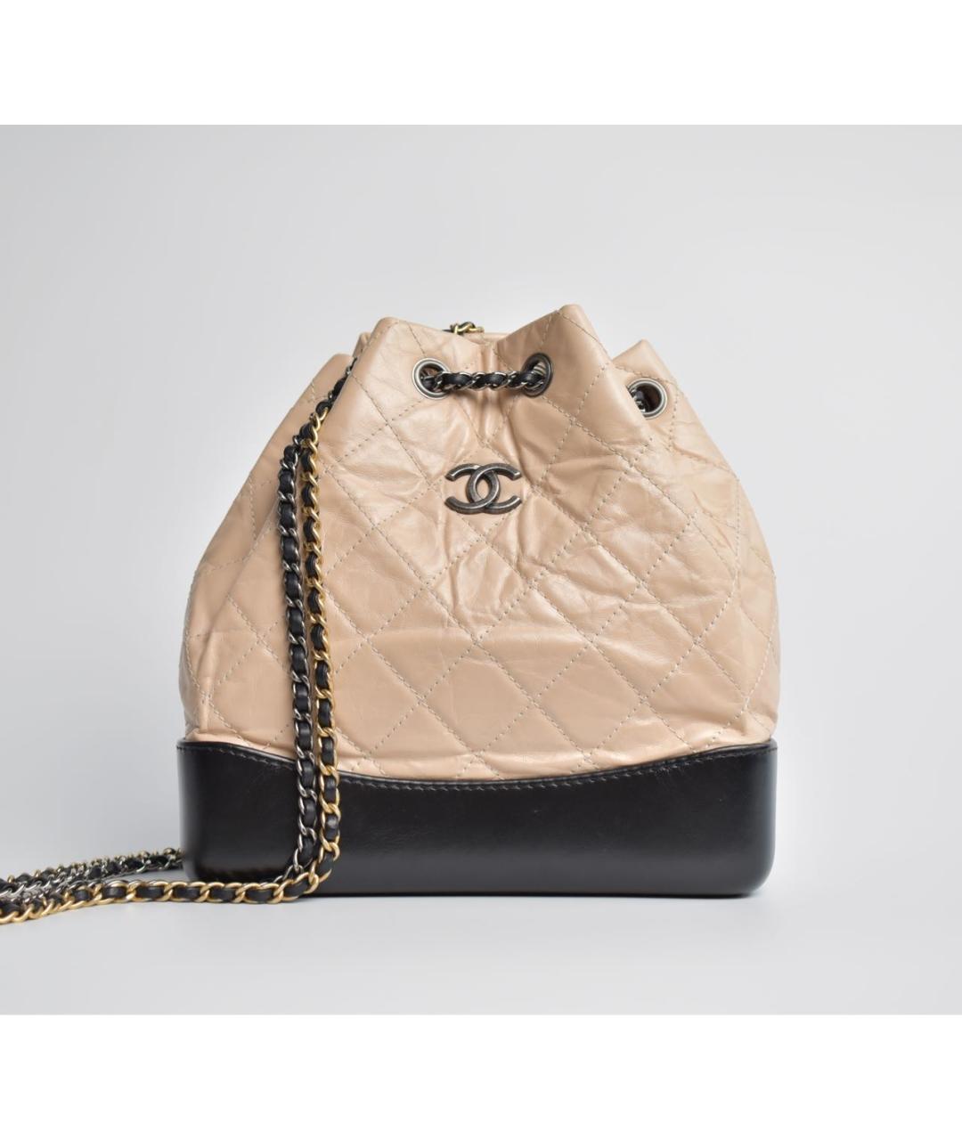 CHANEL Бежевый кожаный рюкзак, фото 9