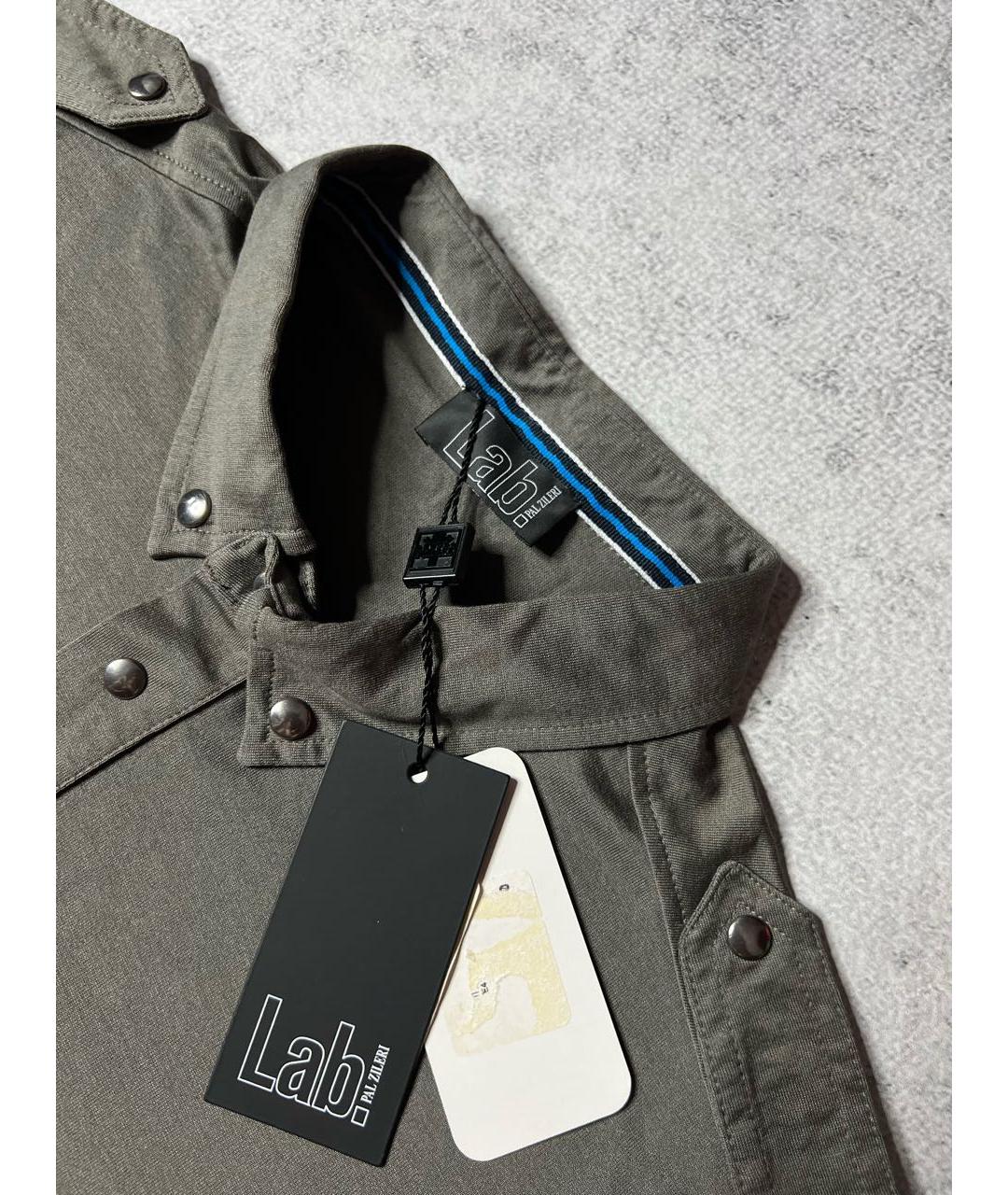 PAL ZILERI Хаки хлопковое поло с коротким рукавом, фото 4