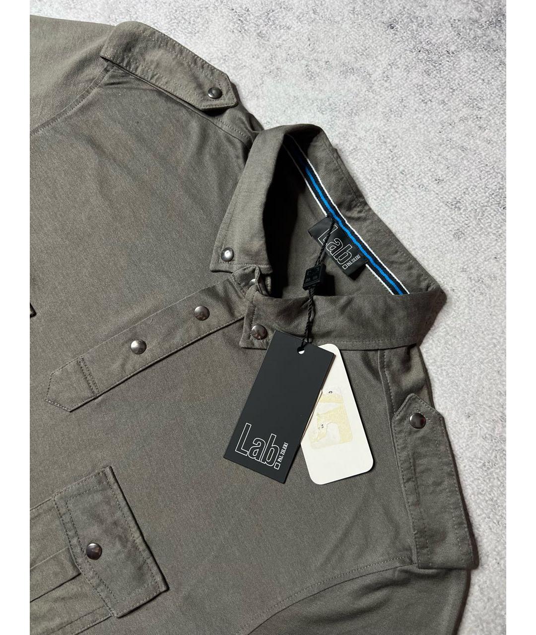 PAL ZILERI Хаки хлопковое поло с коротким рукавом, фото 3