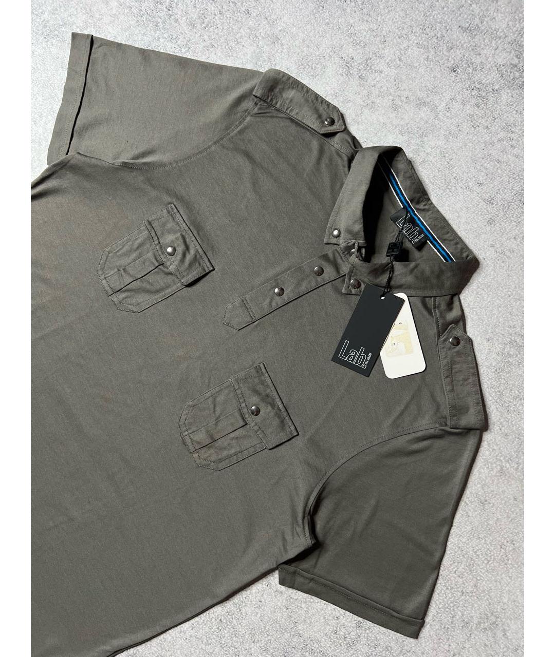 PAL ZILERI Хаки хлопковое поло с коротким рукавом, фото 2