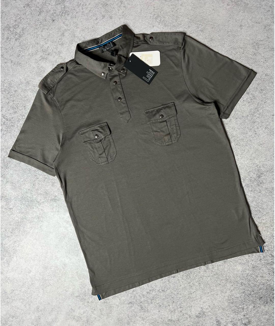 PAL ZILERI Хаки хлопковое поло с коротким рукавом, фото 6