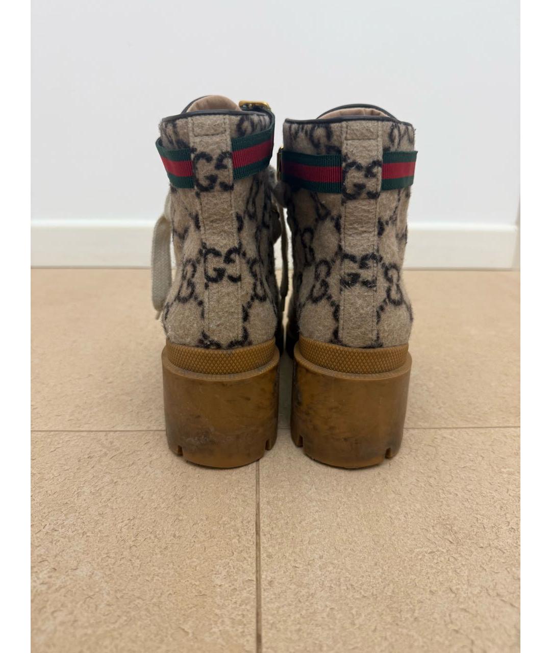 GUCCI Бежевые кожаные ботинки, фото 4