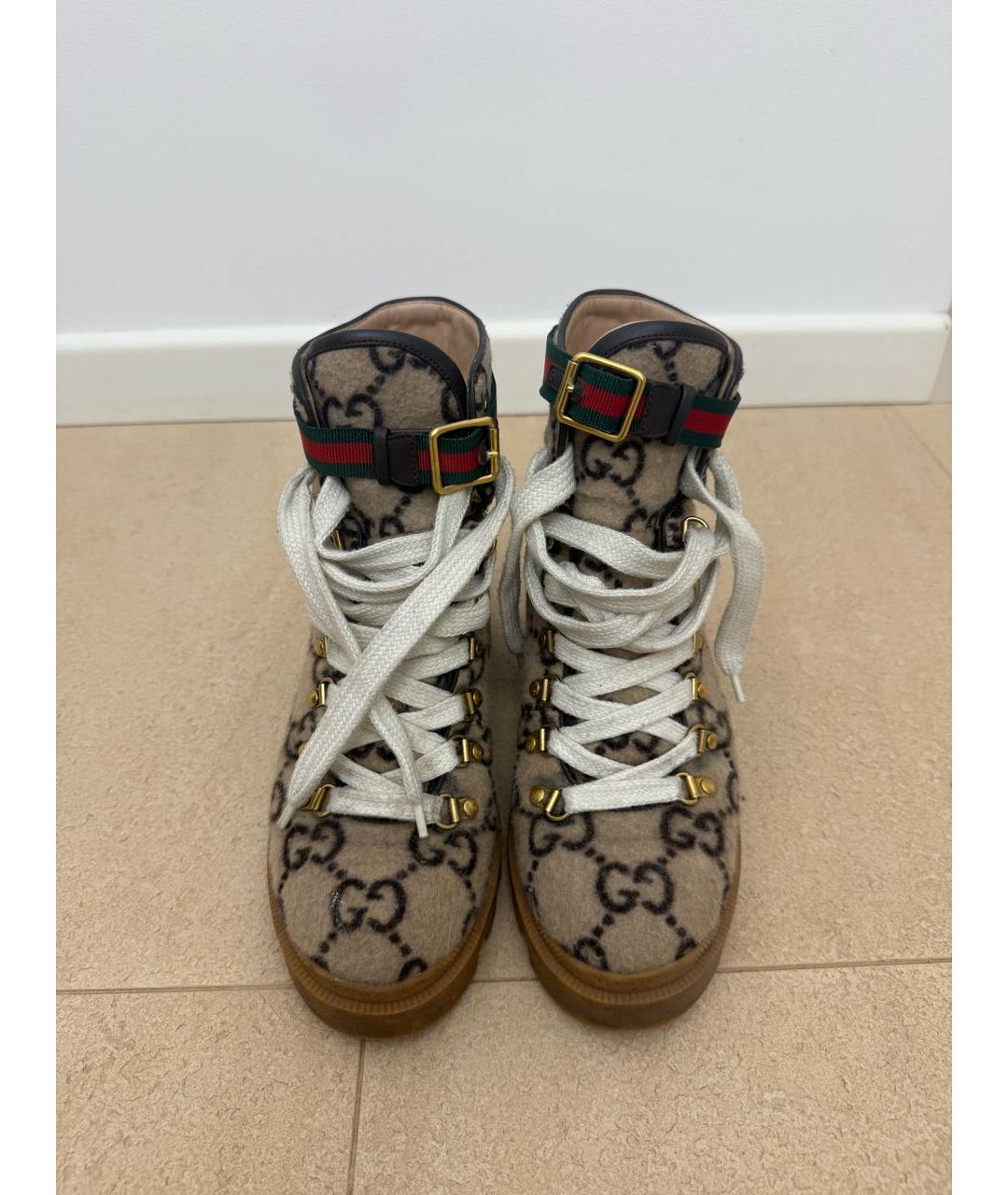 GUCCI Бежевые кожаные ботинки, фото 2