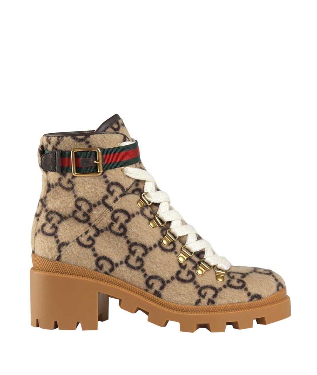 GUCCI Бежевые кожаные ботинки, фото 1