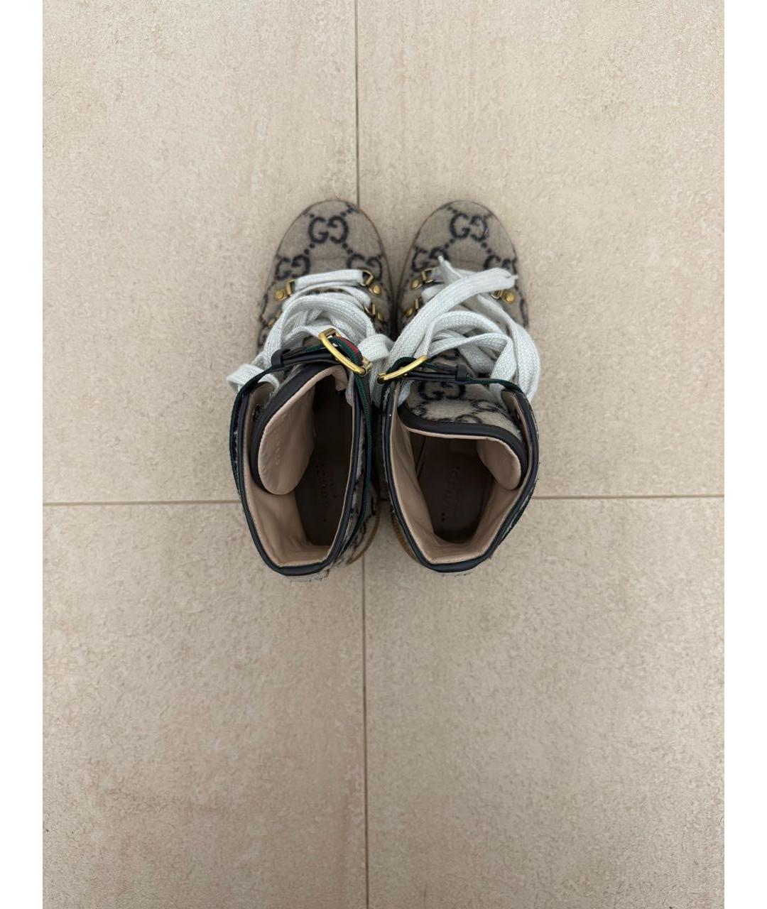 GUCCI Бежевые кожаные ботинки, фото 3