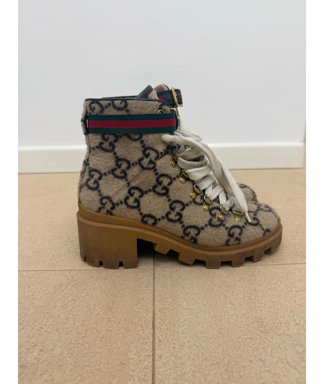 GUCCI Бежевые кожаные ботинки, фото 6